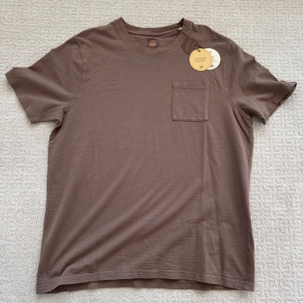 Common People Seersucker‎ GD Tee Brown Textured Pocket Size L